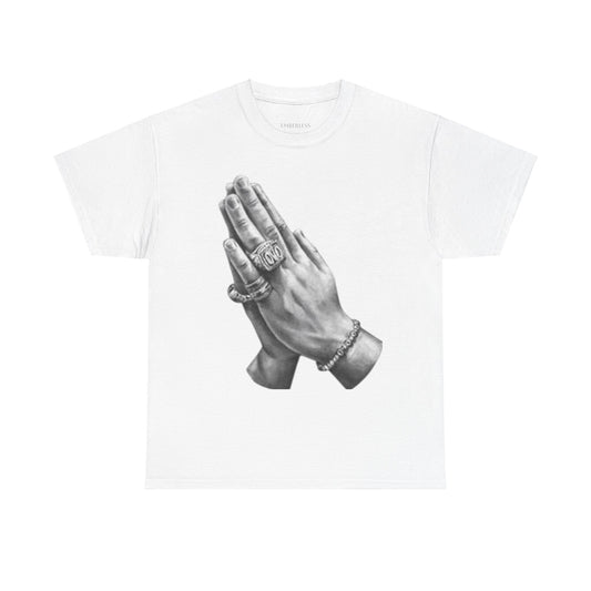 Praying Hands Unisex Heavy Cotton Tee - Spiritual Graphic Shirt